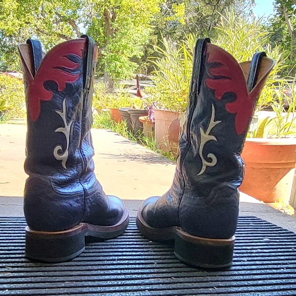 Ladies Lucchese 2000 NavyBlue Western Boots RARE - Picture 7 of 8
